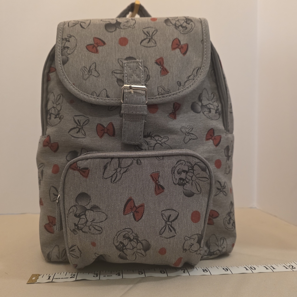 Disney Minnie Mouse Bows Mini Backpack - Gray & Red Cute Bag - Picture 2 of 16